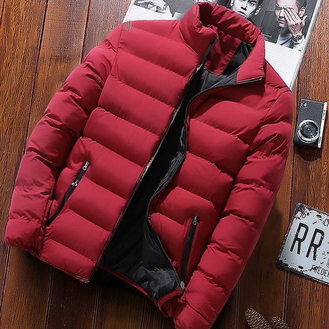 Winter Warm Jacket Men Wave Cut Casual Casaco Masculino Slim Stand Collar Parka Hombre Zipper Abrigo Hombre Coat Men Clothes