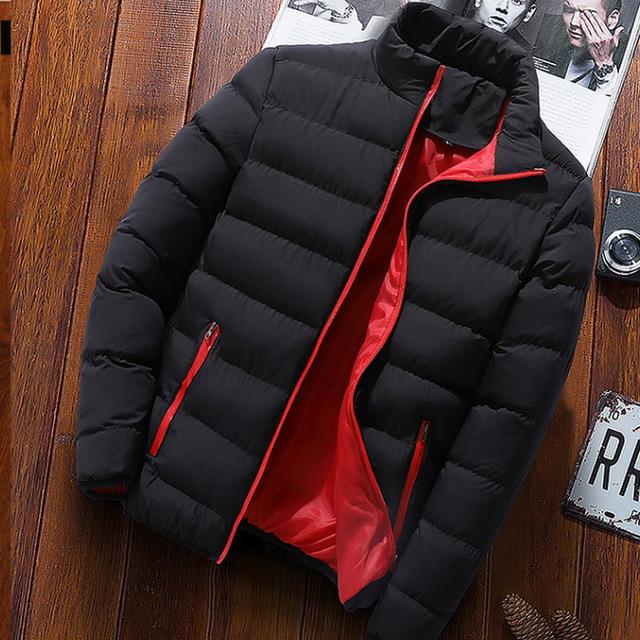 Winter Warm Jacket Men Wave Cut Casual Casaco Masculino Slim Stand Collar Parka Hombre Zipper Abrigo Hombre Coat Men Clothes