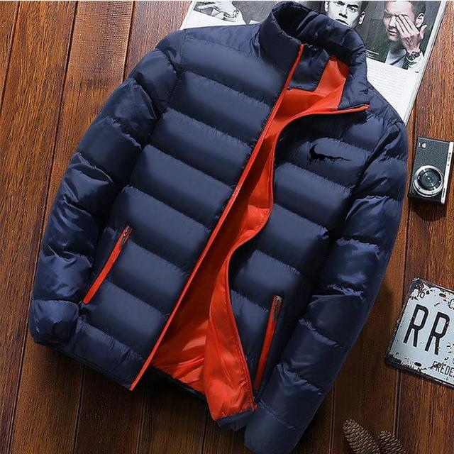 Winter Warm Jacket Men Wave Cut Casual Casaco Masculino Slim Stand Collar Parka Hombre Zipper Abrigo Hombre Coat Men Clothes