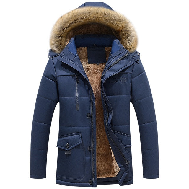 Winter Jacket Men Plus Size 6XL 7XL 8XL Thick Warm Parka Fleece Fur Hooded Casual Jacket Coat Pockets Windbreaker Outwear ,GA488