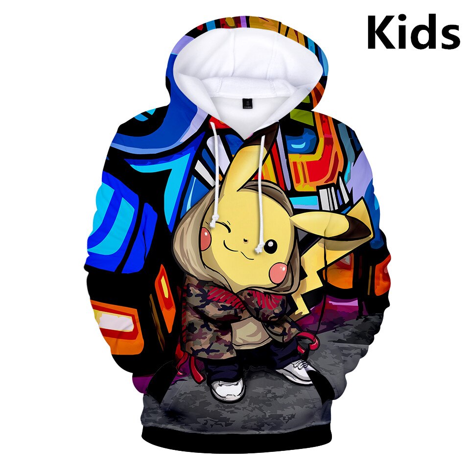 2 To 13 Years Kids Hoodies Pokemon Pikachu 3d Printed Boys Girls Hoodie Game Cartoon Sweatshirt Casual Children Clothes