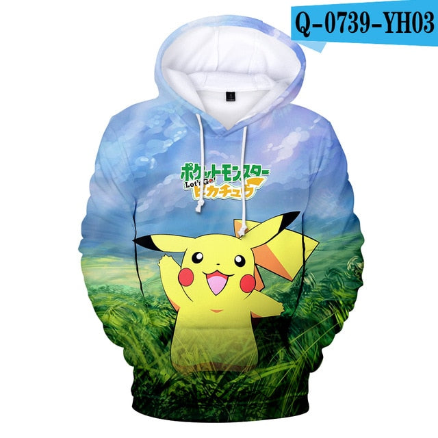 2 To 13 Years Kids Hoodies Pokemon Pikachu 3d Printed Boys Girls Hoodie Game Cartoon Sweatshirt Casual Children Clothes