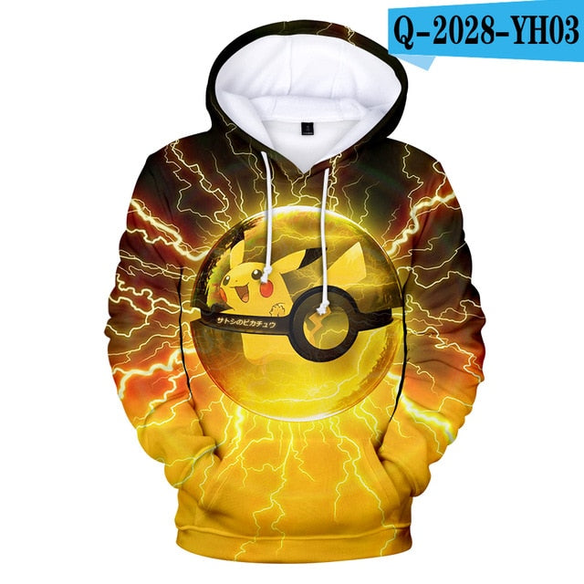 2 To 13 Years Kids Hoodies Pokemon Pikachu 3d Printed Boys Girls Hoodie Game Cartoon Sweatshirt Casual Children Clothes