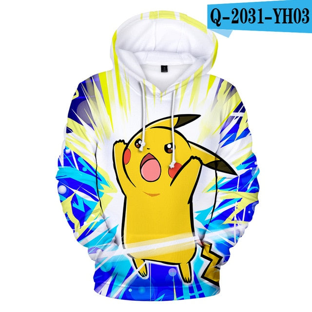 2 To 13 Years Kids Hoodies Pokemon Pikachu 3d Printed Boys Girls Hoodie Game Cartoon Sweatshirt Casual Children Clothes