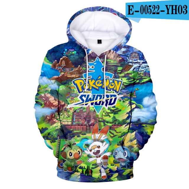 2 To 13 Years Kids Hoodies Pokemon Pikachu 3d Printed Boys Girls Hoodie Game Cartoon Sweatshirt Casual Children Clothes