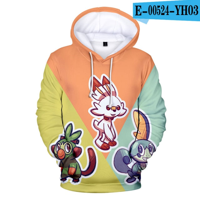 2 To 13 Years Kids Hoodies Pokemon Pikachu 3d Printed Boys Girls Hoodie Game Cartoon Sweatshirt Casual Children Clothes