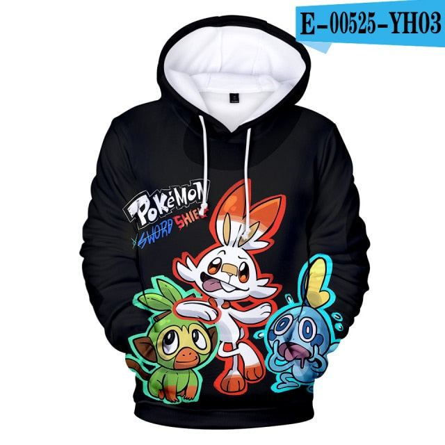 2 To 13 Years Kids Hoodies Pokemon Pikachu 3d Printed Boys Girls Hoodie Game Cartoon Sweatshirt Casual Children Clothes