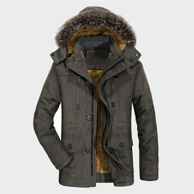 Mens Winter Jacket Thick Casual Outwear Jackets Male Fur Collar Windproof Waterproof Parkas Plus Size 6XL New Velvet Warm Coat