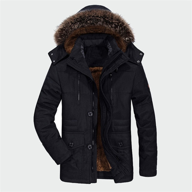 Mens Winter Jacket Thick Casual Outwear Jackets Male Fur Collar Windproof Waterproof Parkas Plus Size 6XL New Velvet Warm Coat