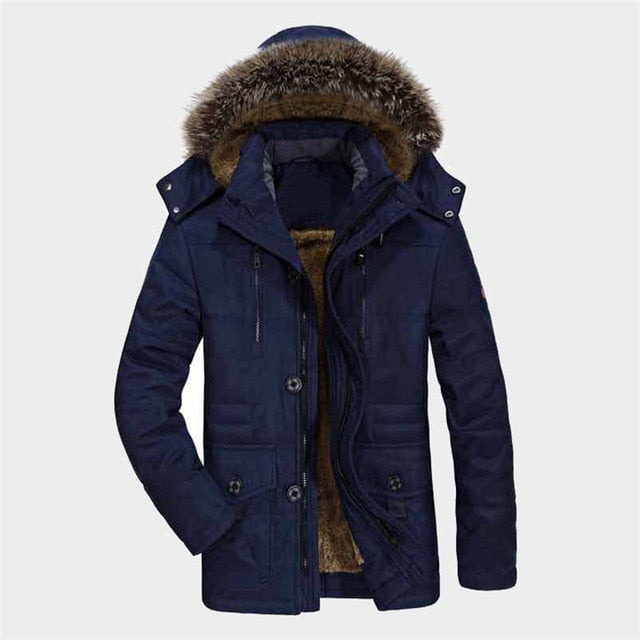 Mens Winter Jacket Thick Casual Outwear Jackets Male Fur Collar Windproof Waterproof Parkas Plus Size 6XL New Velvet Warm Coat