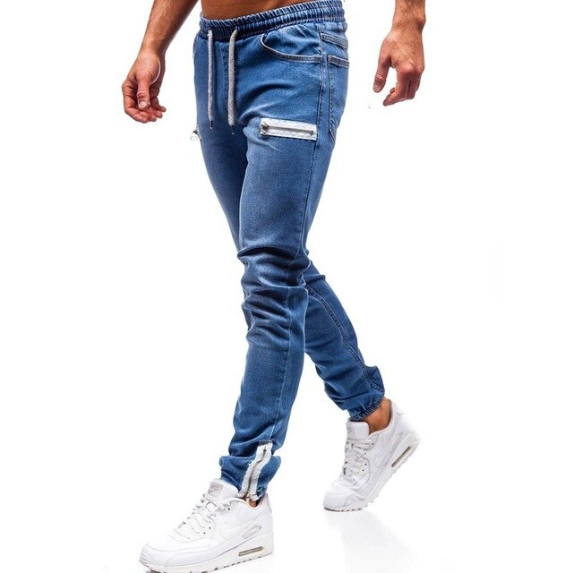 Men Clothes Hip Hop Sweatpants Skinny Motorcycle Denim Pants Zipper Designer Black Jeans Mens Casual Men Jeans Trousers