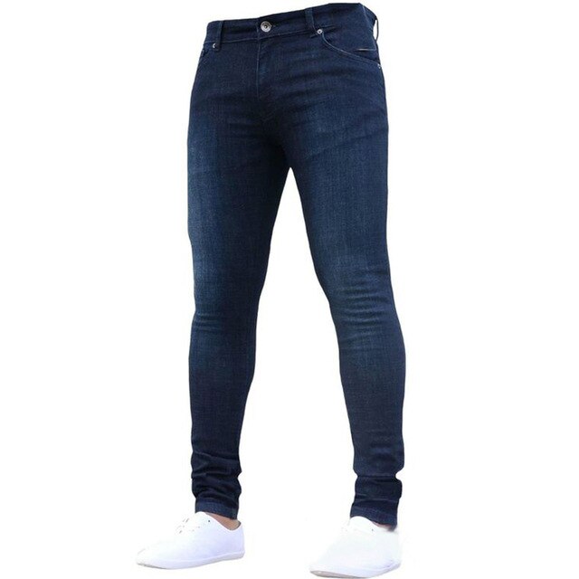 Hot Mens Skinny Jeans 2019 Super Skinny Jeans Men Non Ripped Stretch Denim Pants Elastic Waist Big Size European  Long Trousers