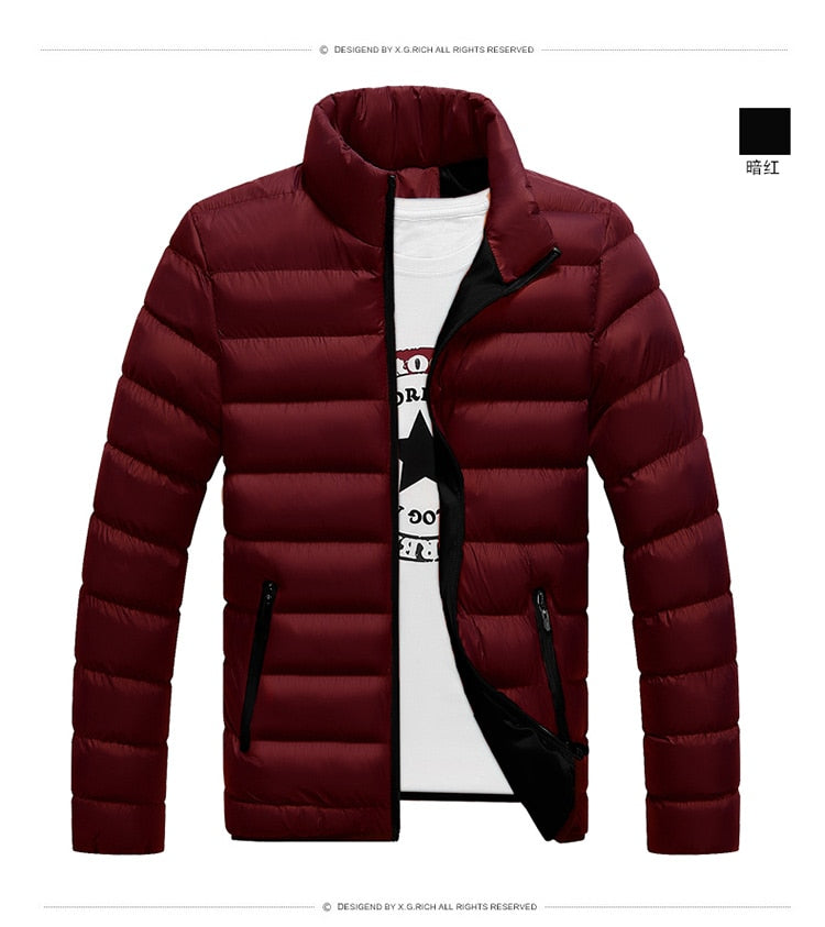 Winter Warm Jacket Men Wave Cut Casual Casaco Masculino Slim Stand Collar Parka Hombre Zipper Abrigo Hombre Coat Men Clothes