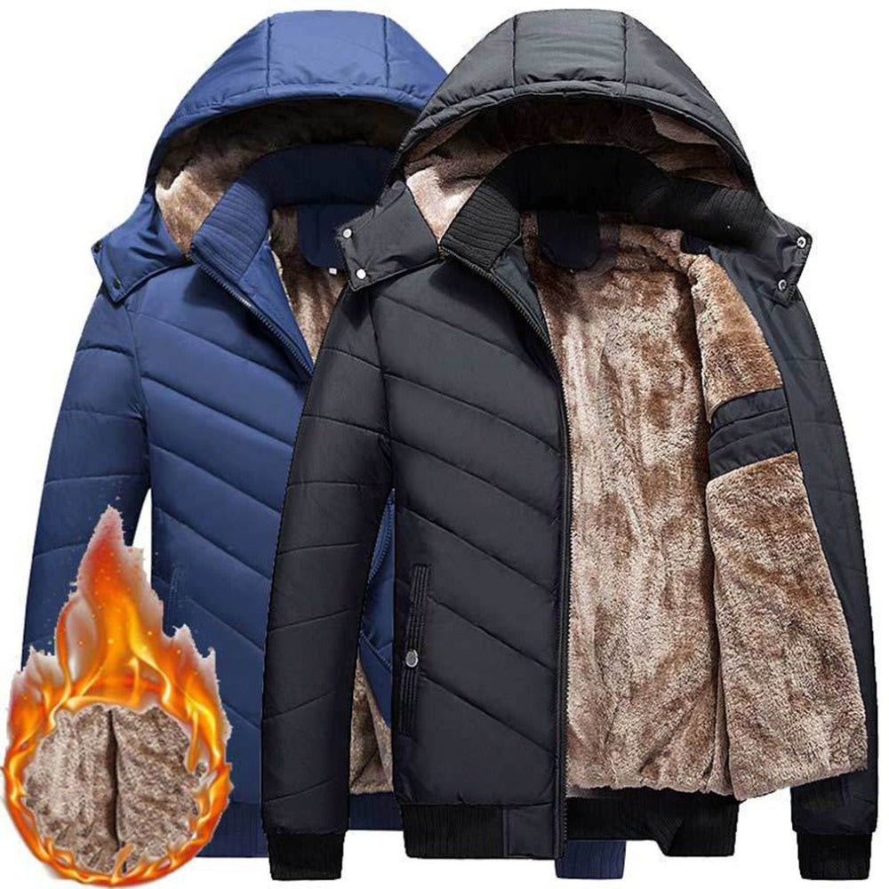 Men Winter parkas 2019 Fashion hooded Collar Male Parka Jacket Mens Solid Thick Plush Jackets and Coats Man outwear overcoat