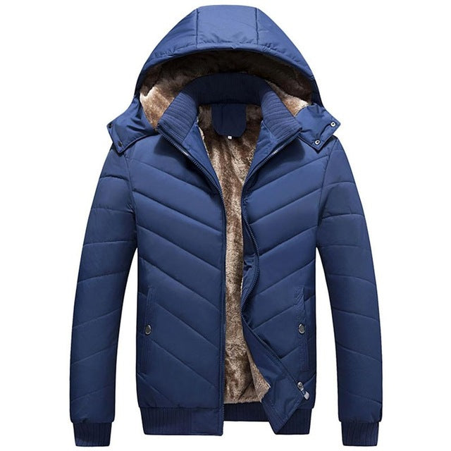 Men Winter parkas 2019 Fashion hooded Collar Male Parka Jacket Mens Solid Thick Plush Jackets and Coats Man outwear overcoat