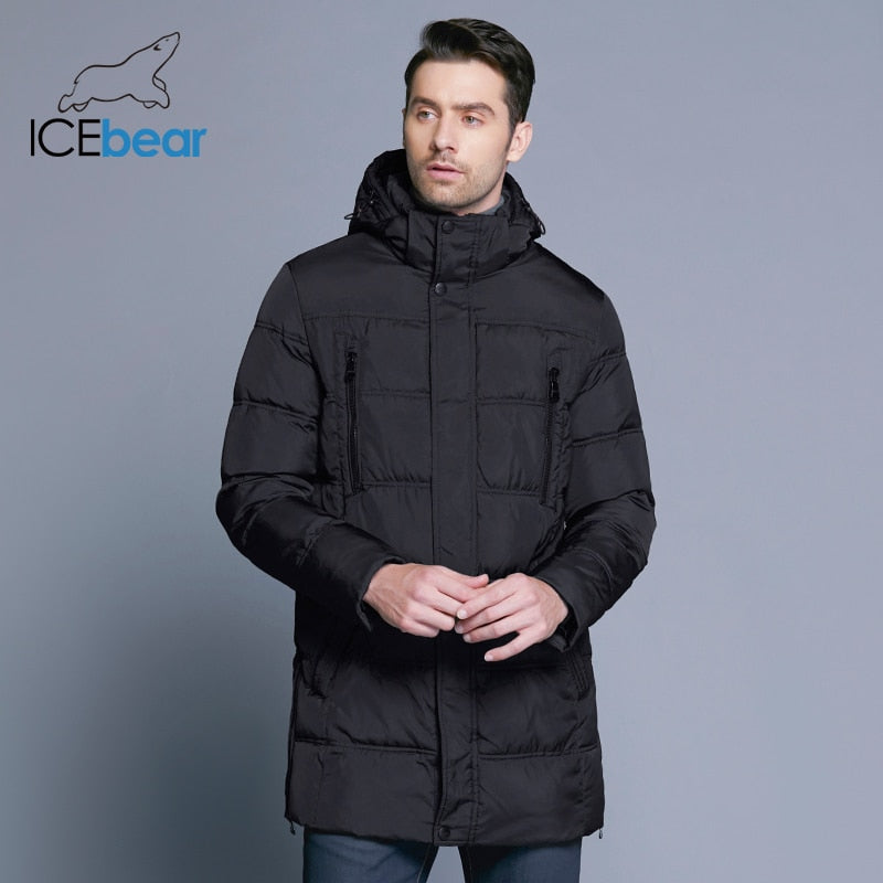 ICEbear 2019 Top Quality Warm Men's Warm Winter Jacket  Windproof  Casual Outerwear Thick Medium Long Coat Men Parka 16M899D