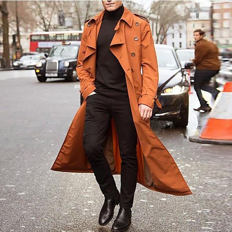 2019 Mens Fashion Trench Coats Autumn Men Long Jackets Coats Men Casual Solid Silm Fit Windbreakers Winter Warm Plus Size Coats
