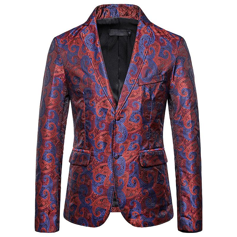 Men's Blazers and Suit Jackets Men Clothes Slim fit Fashion Embossing Mens Blazer Jacket New Red Black