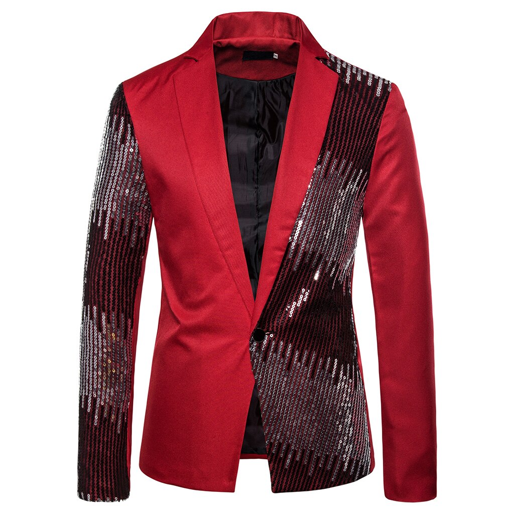 CYSINCOS Shiny Gold Sequin Glitter Embellished Blazer Jacket Men Nightclub Prom Suit Blazer Men Costume Homme Stage Clothes