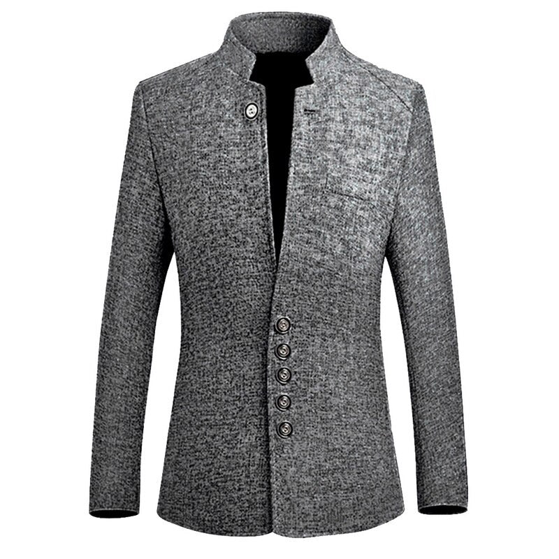 2019 Chinese Style Business Casual Stand Men Jacket 2019 Autumn New Collar Male Blazer Slim  Mens Blazer Jacket Plus Size 5XL