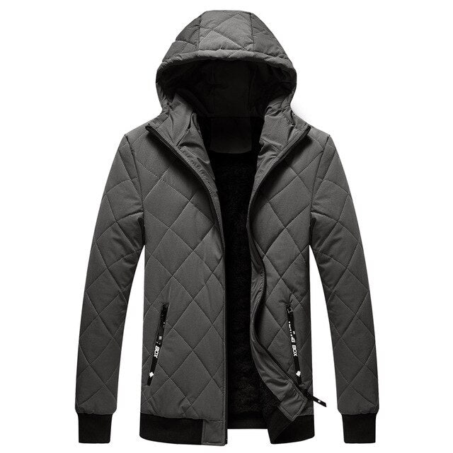 Parka Man Hooded Men's Winter Jacke Solid Warm Men's Jacket Balck Gray Winter Coat for Men Waterproof Parka M-4XL Men Coat