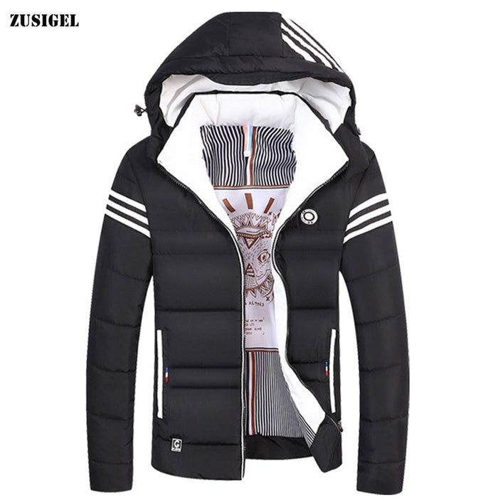 ZUSIGEL 2019 Korean Fashion Short Style Mens Parka Jacket Youth Thicken Warm Casual Men Parka Winter Single Breasted Men Coats