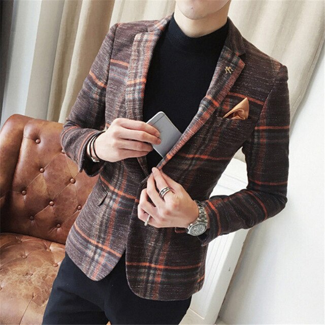 2018 Formal Men Fashion Blazer Jacket Plus Size M-3XL Slim Fit Suit Blazer Brand Design Male Casual Suit