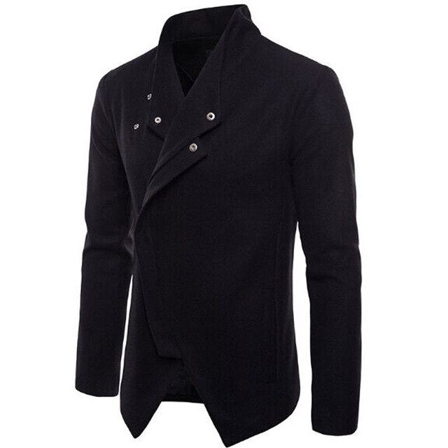 New Men's Slim Fit Stand Collar Coat Tops Military Jacket Winter Outwear Single Button Blazer