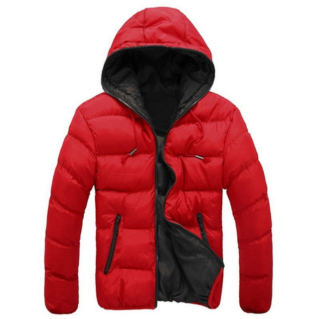 Men's Winter Jackets Fashion Patchwork Cotton Slim Fit Coat Thick Warm Homme Zipper Casual Hooded Parka Jacket