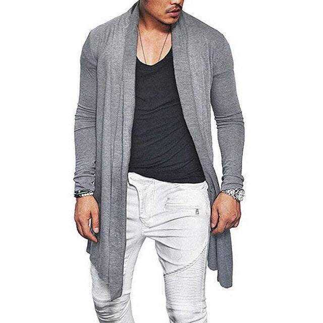 Fashion Men's Long Sleeve Knitted Cardigan Open Trench 2018 New Winter Autumn Casual Solid Long Loose Coat Tops Outwear M-3XL