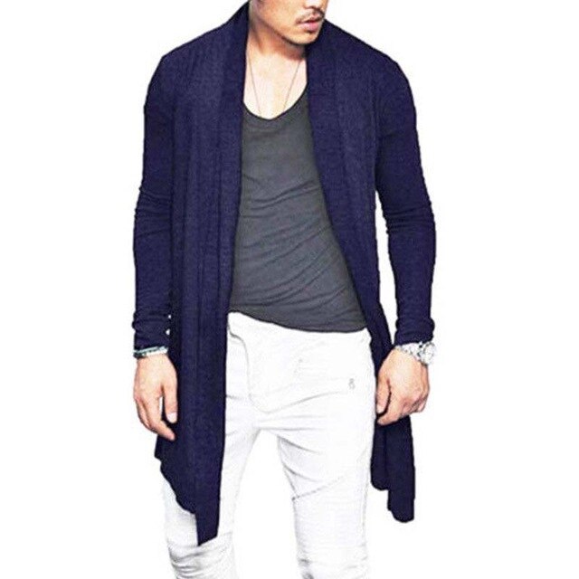 Fashion Men's Long Sleeve Knitted Cardigan Open Trench 2018 New Winter Autumn Casual Solid Long Loose Coat Tops Outwear M-3XL