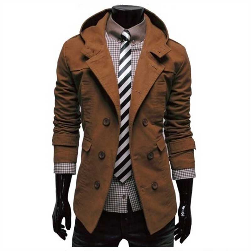 Mens Trench Coat New Fashion Design Men Windbreaker Coat Autumn Winter Double-breasted Windproof Slim Trench Coat Men Plus Size