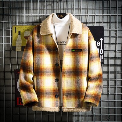 2019 New Style Winter Jacket Men And Coat Peffer Parka Men Clothes For Men  Winter Plaid Plus Velvet Thick Lambswool M-5XL