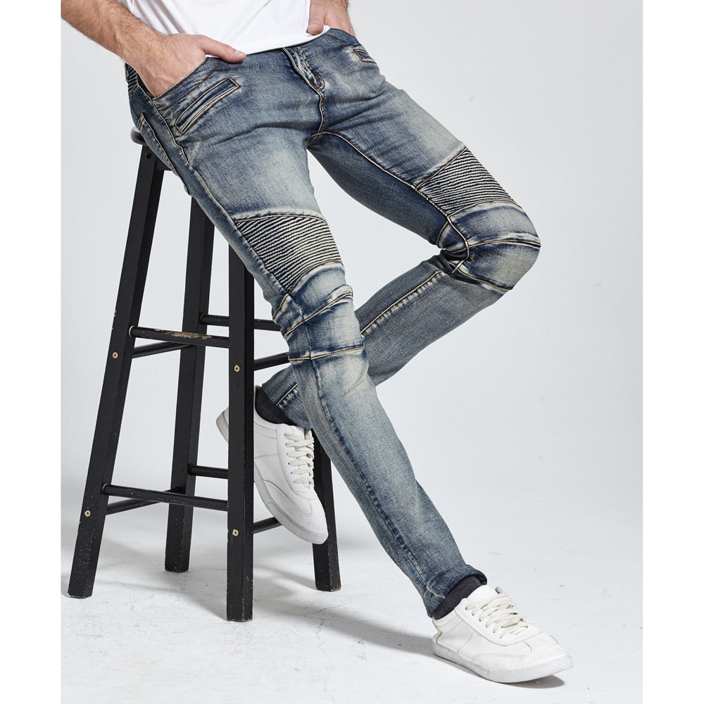 2017 Men Jeans Design Biker Jeans Skinny Strech Casual Jeans For Men Good Quality H1703