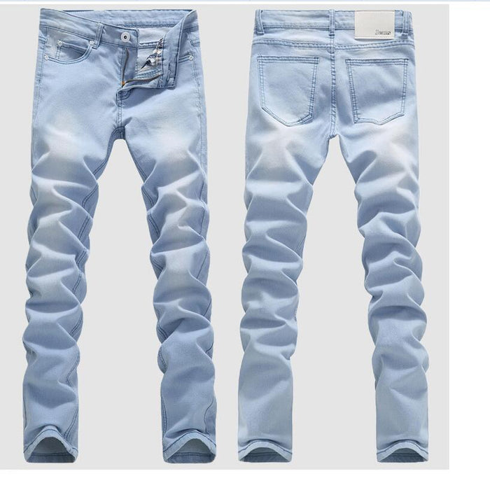 Good Quality Light Blue Skinny Jeans Men Spring Summer Slim Denim Jeans Men Cotton Elastic Denim Pants Cowboy Trousers