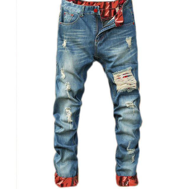 2018 Autumn New Retro Hole Jeans Men Ankle-Length Pants Cotton Denim Trouser Male Plus Size High Quality