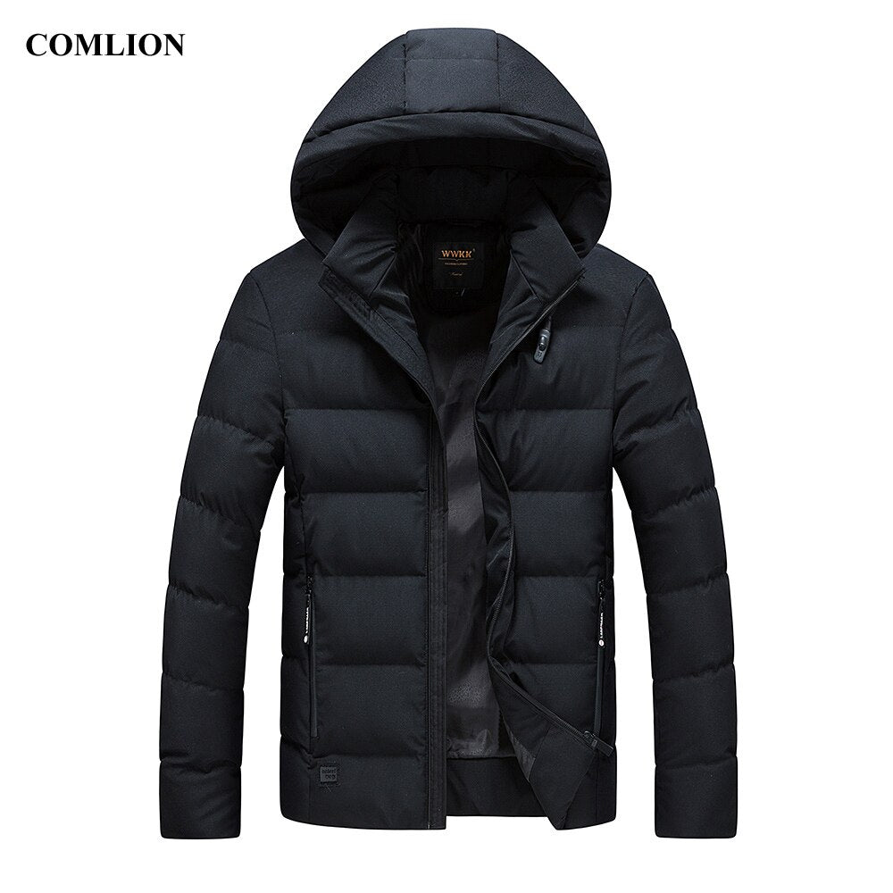 Mens Cotton-padded Jacket Winter Parkas 2018 New Arrival Hooded Coat Plus Size Thick Warm Top Slim Solid Parka Outerwear Hot C82