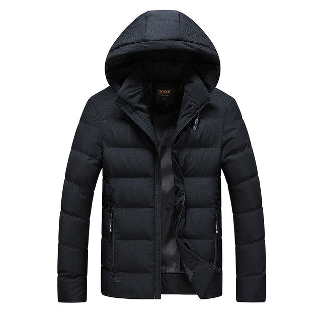 Mens Cotton-padded Jacket Winter Parkas 2018 New Arrival Hooded Coat Plus Size Thick Warm Top Slim Solid Parka Outerwear Hot C82