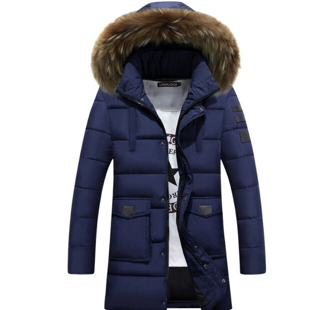 Men Winter Warm Hooded Long Down Jackets Outwear Warm Parkas New Male Casual Long Thicker Jackets Szie 3XL
