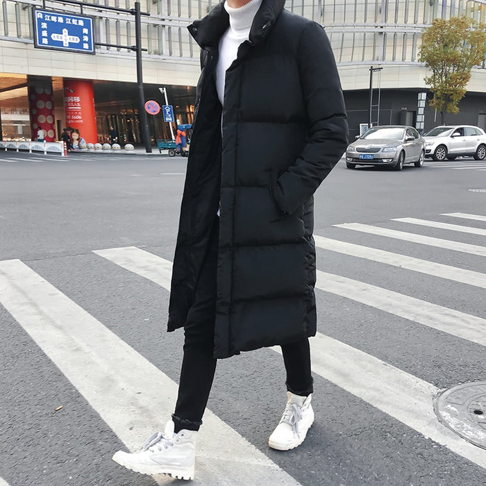 Mens Long Down Jacket Coat Luxury Brand Winter Solid Black Parkas Men Plus Size 4XL Thick Warm Slim Fit Male Overcoat