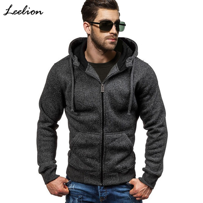 IceLion 2019 Spring Hoodies Men Zipper Cardigan Sweatshirts Long Sleeve Slim Fit Cotton Sportswear Mens Solid Casual Tracksuit