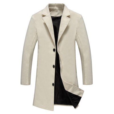 2018 Winter New Fashion Men Solid Color Single Breasted Long Trench Coat / Men Casual Slim Long Woolen Cloth Coat Large Size 5XL