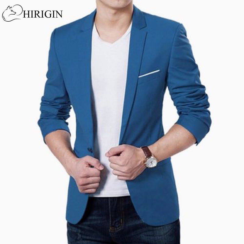 Mens Korean slim fit fashion cotton blazer Suit Jacket black blue  plus size M to 3XL Male blazers Mens coat Wedding