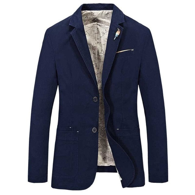 New Fashion Jacket Suit for Men Cotton Denim Suit Blazer Embroidery Bird Brooch Can be Disassembled Male Clothes Plus Size 4XL