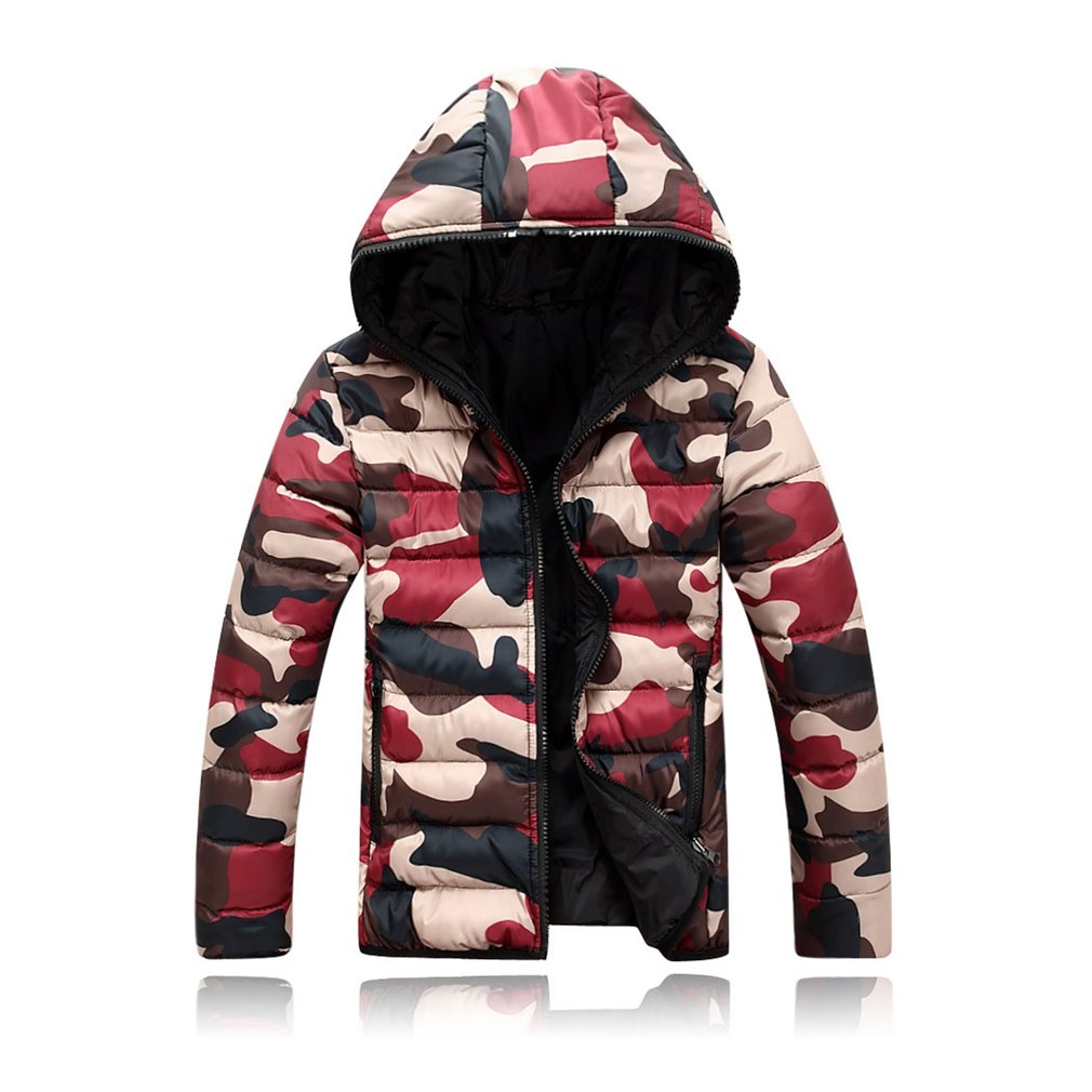 Plus Size M-4XL Men Outwear Coats 2018 Winter Warm Thick Parka Long Sleeve Camouflage Military Bomber Jacket Hooded Zipper Coat