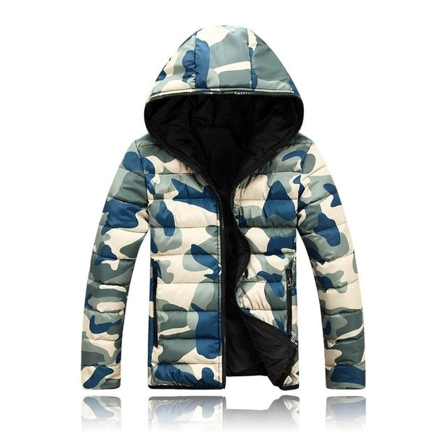 Plus Size M-4XL Men Outwear Coats 2018 Winter Warm Thick Parka Long Sleeve Camouflage Military Bomber Jacket Hooded Zipper Coat