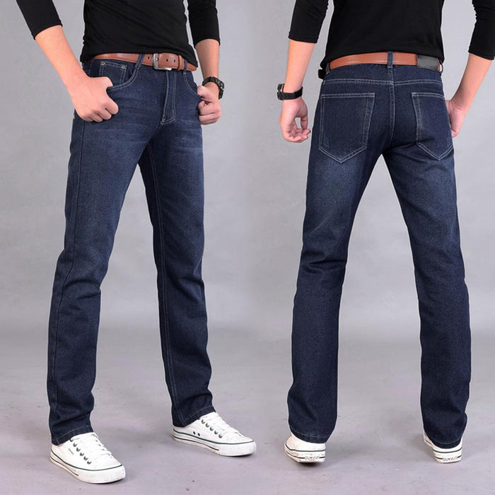 Classic Men Casual Mid-Rise Straight Denim Jeans Long Pants Comfortable Trousers fashion