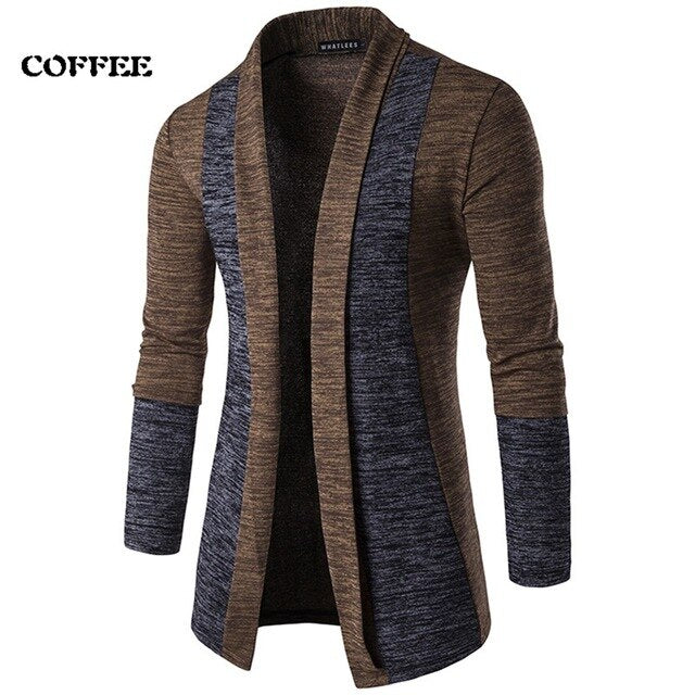 Casual Men Jacket Patchwork Long Sleeve 2018 Mens Fashion Men Trench Autumn Cotton Homme Fashion Gray Open Stitch Coat Outerwear