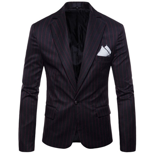 Wedding Men Blazers Autumn Winter Outerwear Plus Size Smart Casual Slim Jacket Coat For Male Classic Striped Gentlemen Suits 4XL