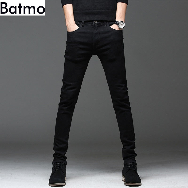 Batmo 2019 new arrival high quality casual slim elastic black jeans men ,men's pencil pants ,skinny jeans men 2108